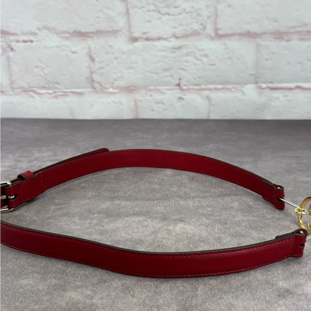 Gucci Red Leather Belt Interlocking Gold Buckle 636902 75/30